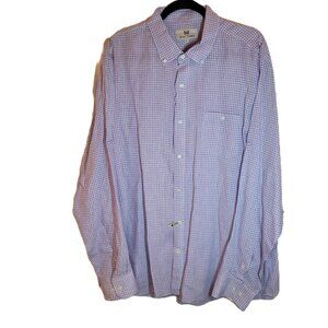 Hickey Freeman Men's 100% Linen Long Sleeve Button Up Purple Gingham XXL